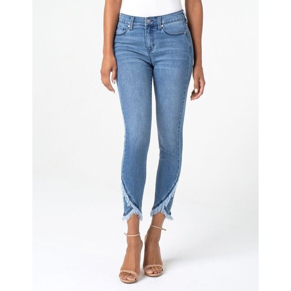 Liverpool Jeans Abby Crop Ibiza Skinny Scalloped Hem Stretch Blue Womens Size 4 - Picture 1 of 11